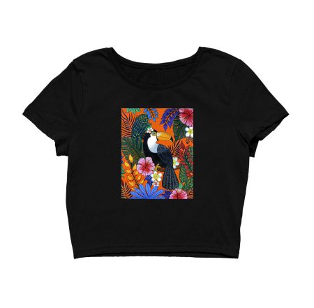 Orange Toucan Crop Top