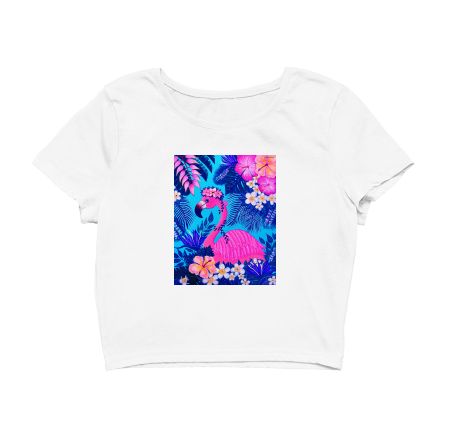 Neon Trip Flamingo Crop Top