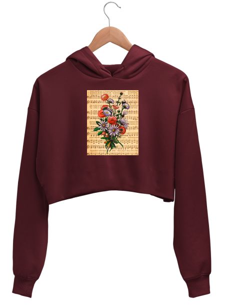 Vintage Botanical on sheet music Crop Hoodie