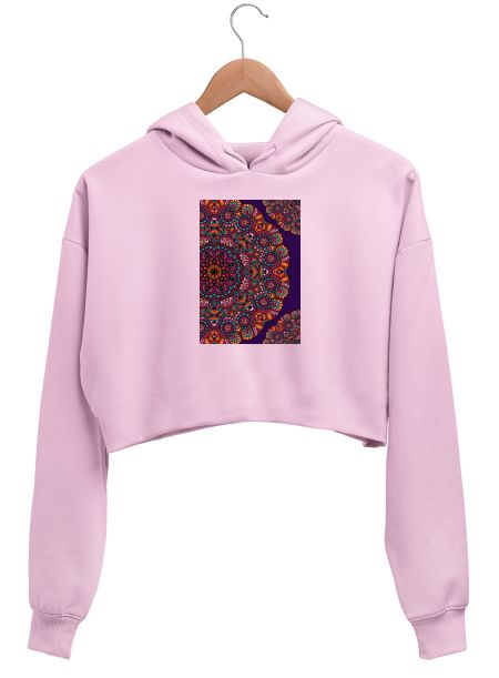 Healing mandala artwork Crop Hoodie