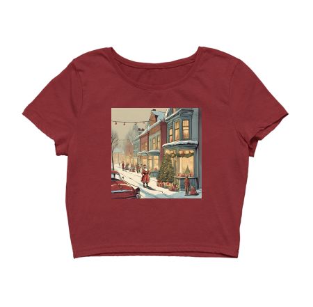 Vintage christmas streets Crop Top