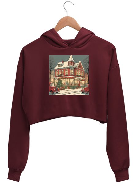 Victorian christmas  Crop Hoodie