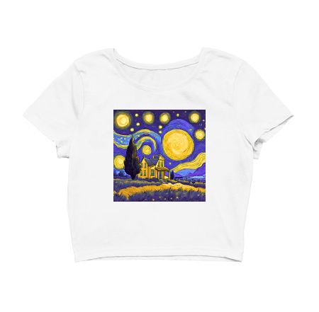 Van gogh starry night house Crop Top