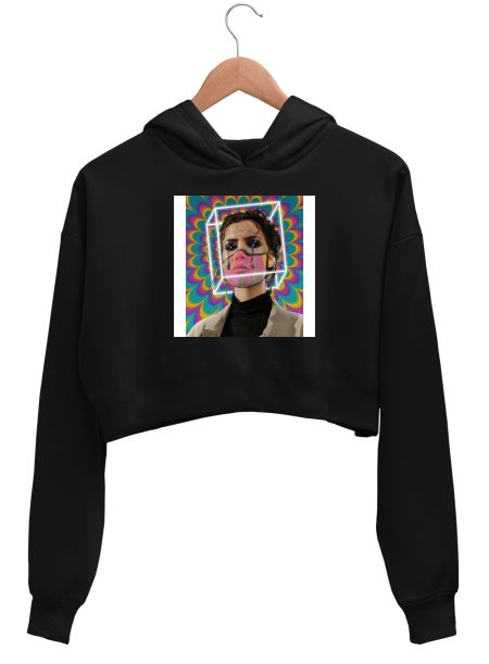 Psychedelic Woman Crop Hoodie