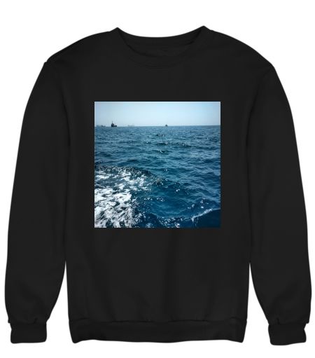 Blue ocean with boat Sweatshirt