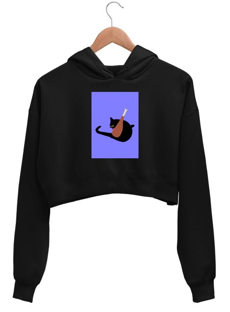 Chicken Leg Cat Crop Hoodie