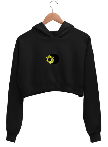 floral eclipse Crop Hoodie