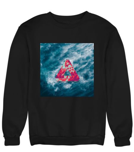 Abstract contrast triangle with blue ocean waves Sweatshirt