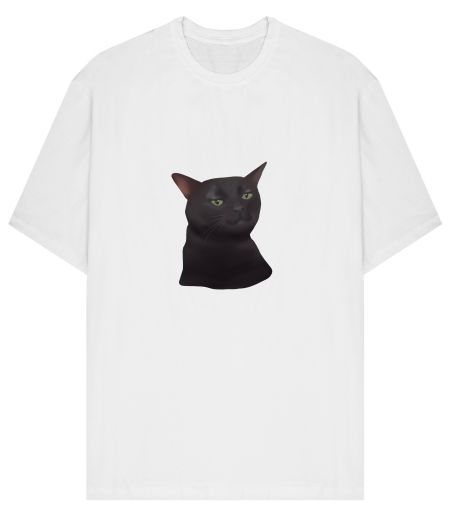 Zoning out cat Front-Printed Oversized T-Shirt