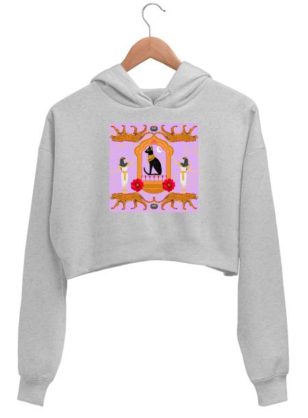 Mysterious Egyptian Printt Crop Hoodie