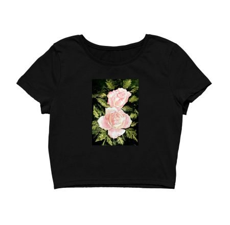 Black & Gold Roses Crop Top