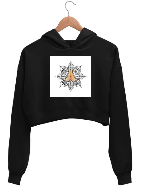 Namaskar Mudra Crop Hoodie