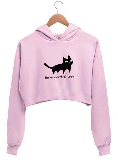Meow-xistential crisis Crop Hoodie