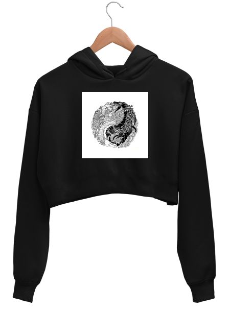 Ying Yang Dragons Crop Hoodie