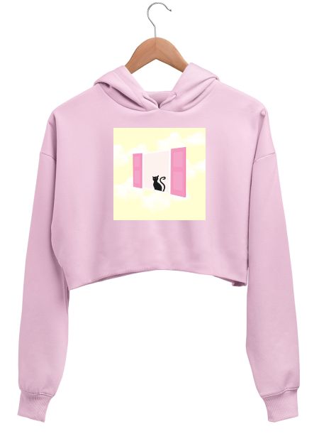 Cloudy Cat Crop Hoodie