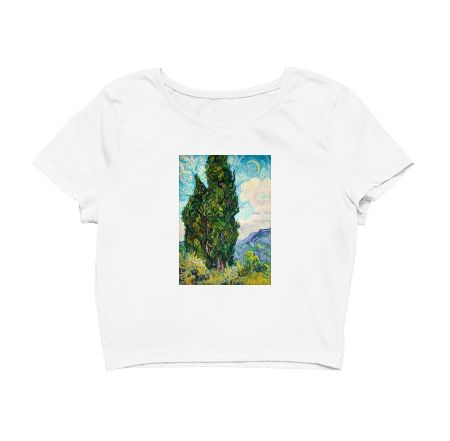 Cypresses (1889) by Vincent Van Gogh Crop Top