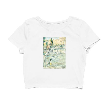 The Spanish Stairs Rome 1987 by Frederick Childe Hassam Crop Top