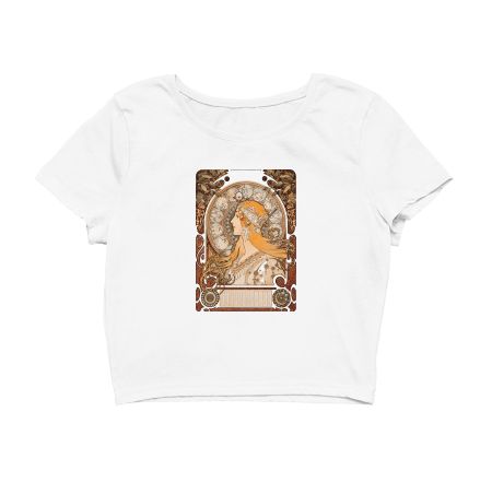 Zodiaque or La Plume by Alphonse Maria Mucha Crop Top