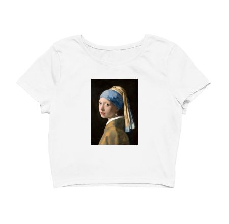 Girl with a Pearl Earring by Johannes Vermeer  Crop Top