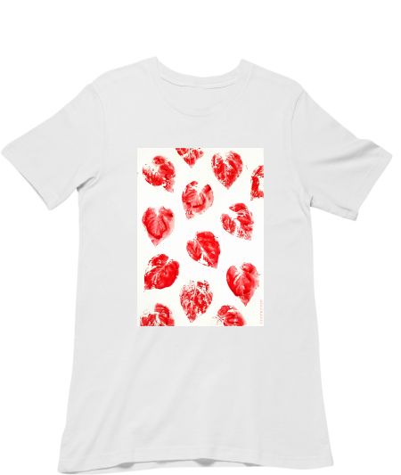 Original Leaf Prints-Red hearts Classic T-Shirt
