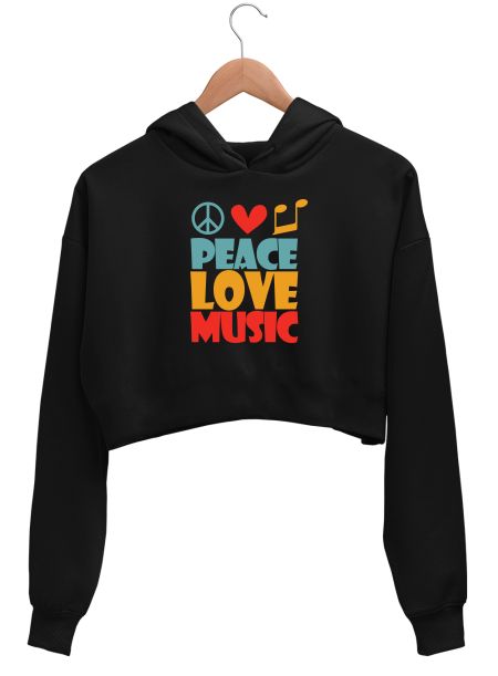 Peace love music Crop Hoodie