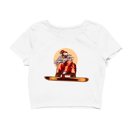 Santa Snowboarding Crop Top