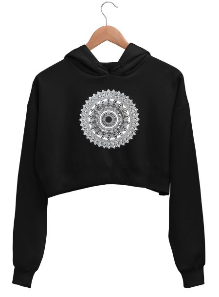 Monochrome Mandala Crop Hoodie