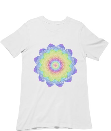 Multicolour/Rainbow Mandala Regular T-Shirt