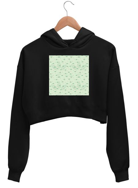 leaves and flowers Crop Hoodie