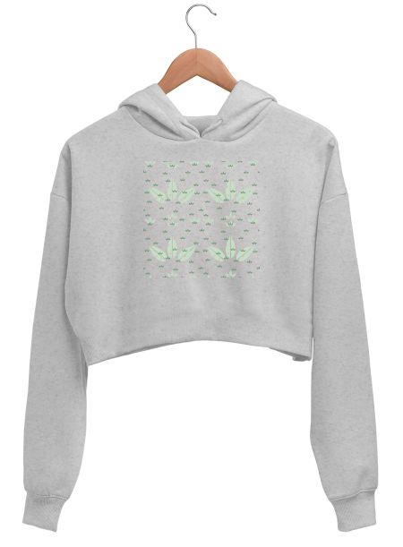 Go green leaves and flowers  Crop Hoodie