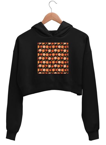 orange flowers Crop Hoodie