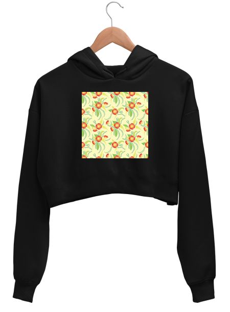 red flowers with leaves  Crop Hoodie