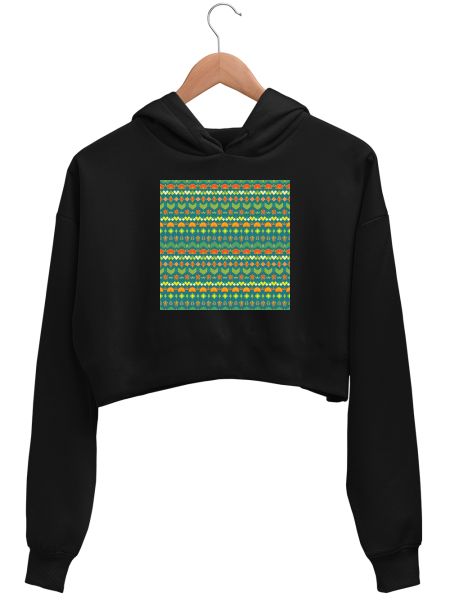 colorful tribal geometric print Crop Hoodie