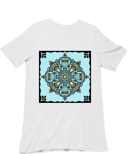 Light blue theme mandala desig Regular T-Shirt