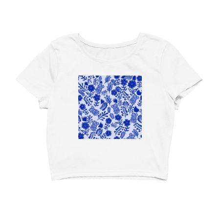 Blue theme seamless pattern Crop Top