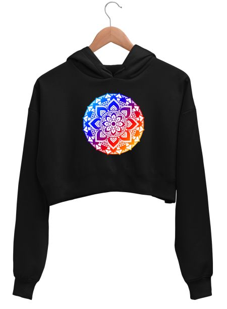 Vibrant Mandala Crop Hoodie