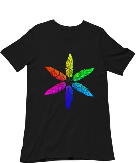 Colorful Feathers With Tattoo Style Design Classic T-Shirt