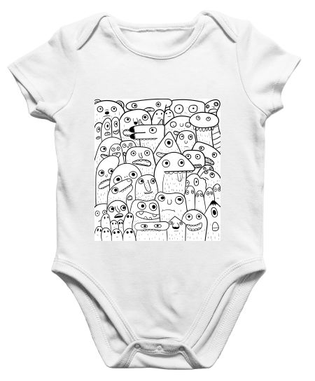 Cute Monsters Group Doodle Art Onesie