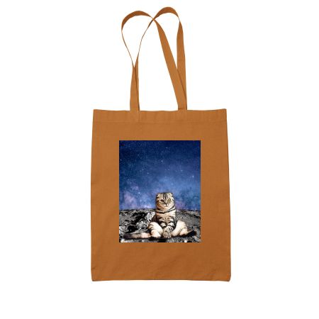 Cat Watching D Sunrise on Moon Colored Tote Bag