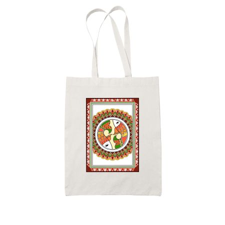 Madhubani Mandala White Tote Bag