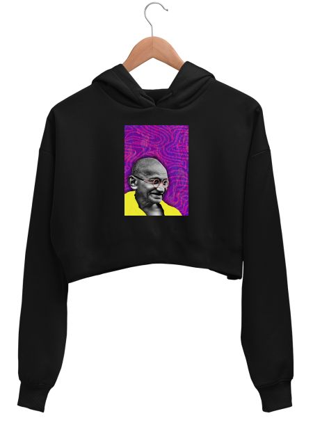 Trippy Gandhi Crop Hoodie