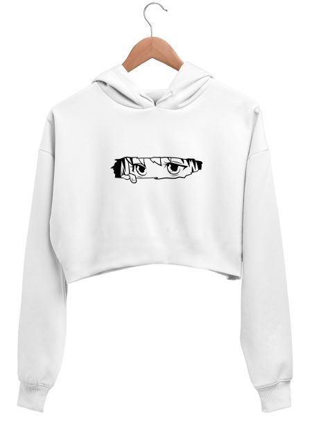 Anime Eyes Graphic  Crop Hoodie