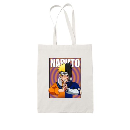 Naruto Sasuke Split White Tote Bag