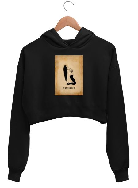 Yoga Drawing Ustrasana Pose Crop Hoodie