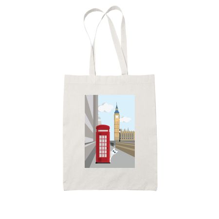 The travelling cat in London Tote Bag