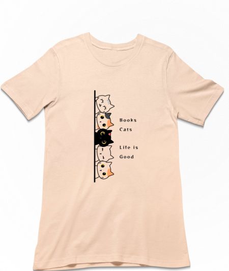 Books & Cats - Black Regular T-Shirt
