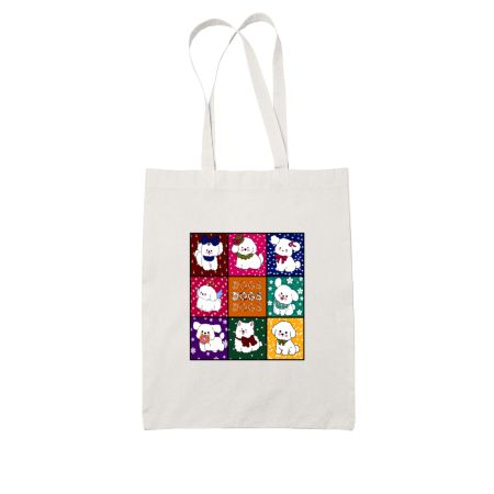 Kawaii Fluffy White Dogs  Tote Bag