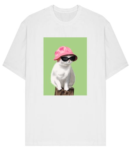 Don’t mess with this kitty (Green & Pink) Front-Printed Oversized T-Shirt