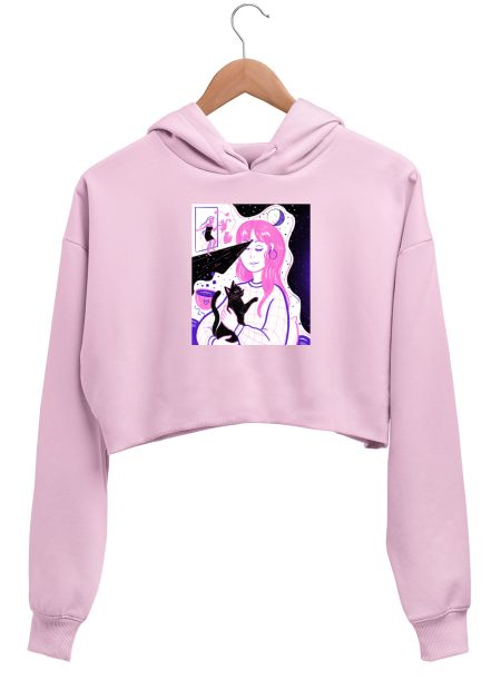 Dream kitty cat Crop Hoodie