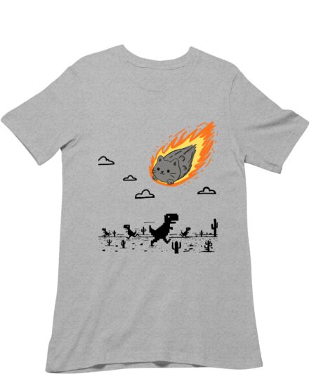 Cat Meteor Dinosaur Game Regular T-Shirt